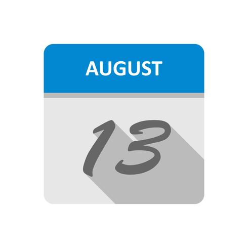 August 13th Date on a Single Day Calendar vector