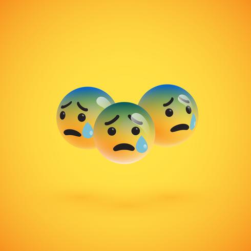 Group of high detailed yellow emoticons, vector illustration