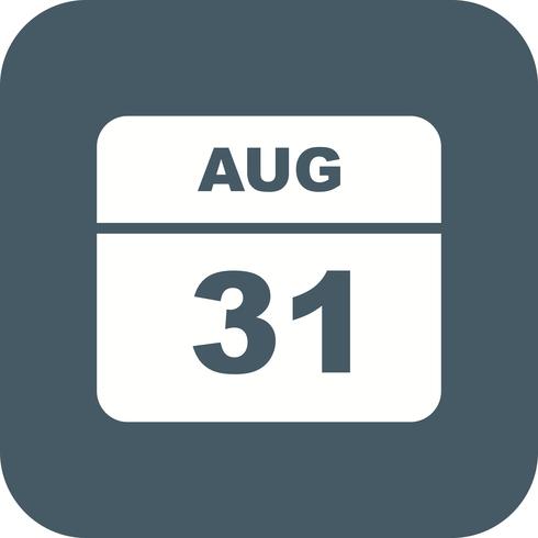 August 31st Date on a Single Day Calendar vector
