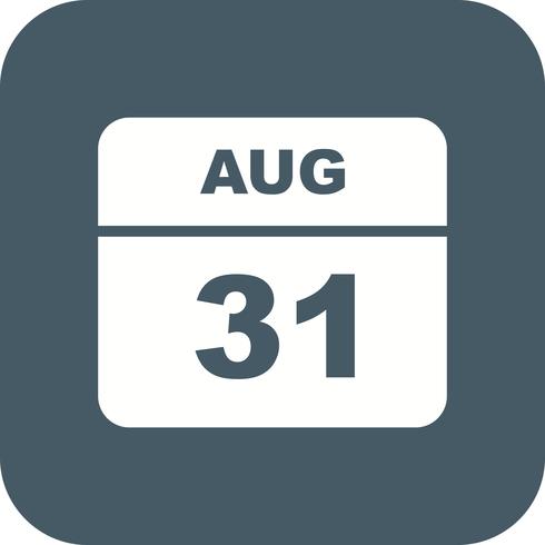 31 de agosto, fecha en un calendario de un solo día vector