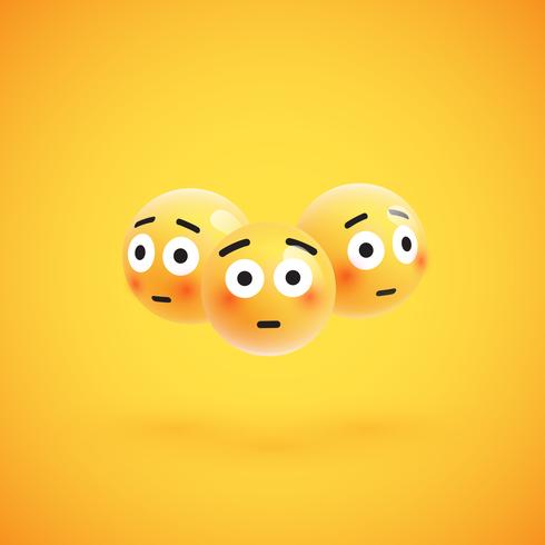 Group of high detailed yellow emoticons, vector illustration