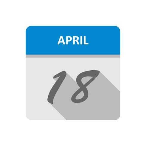 April 18th Date on a Single Day Calendar vector