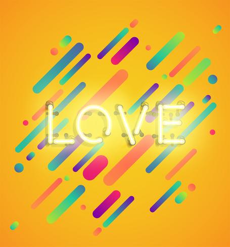 Neon word on colorful background, vector illustration