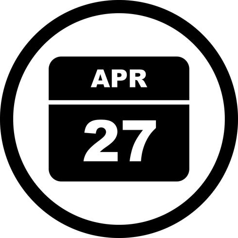 April 27th Date on a Single Day Calendar vector