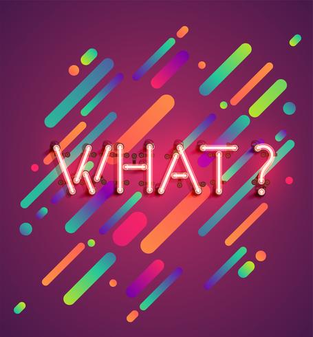 Neon word on colorful background, vector illustration