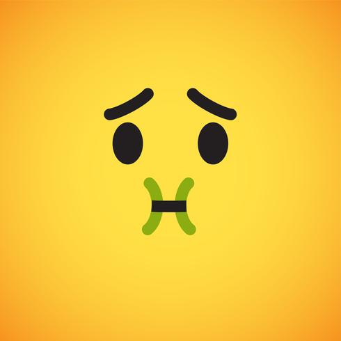 Realistic yellow emoticon in front of a yellow background, vector illustration