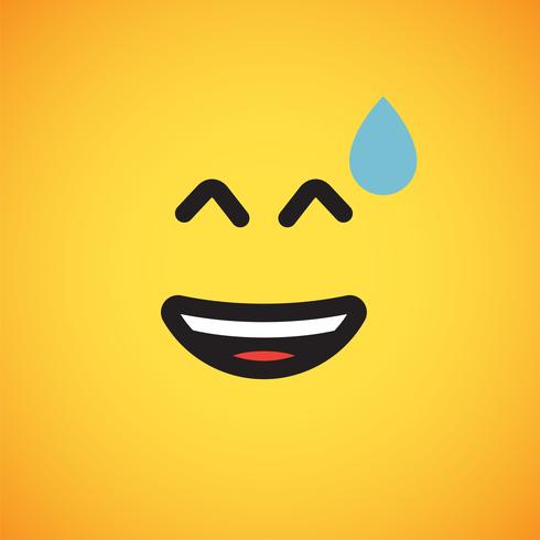 Realistic yellow emoticon in front of a yellow background, vector illustration