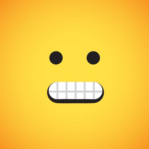 Realistic yellow emoticon in front of a yellow background, vector illustration