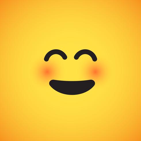 Emoticon amarillo realista delante de un fondo amarillo, ilustración vectorial vector