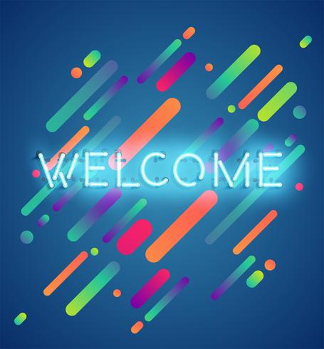 Neon word on colorful background, vector illustration