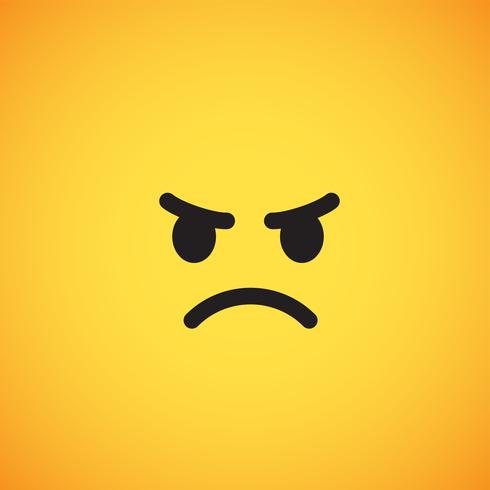 Realistic yellow emoticon in front of a yellow background, vector illustration