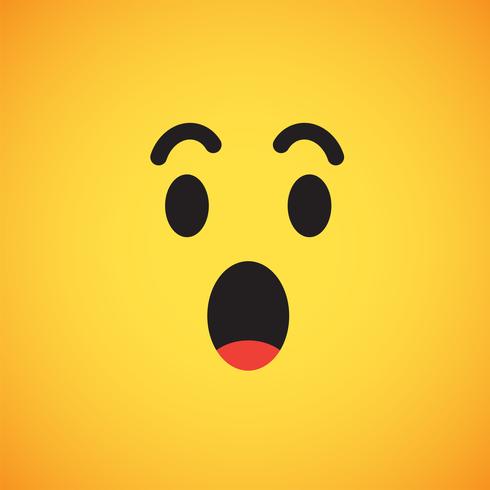 Realistic yellow emoticon in front of a yellow background, vector illustration