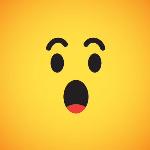 Realistic yellow emoticon in front of a yellow background, vector illustration