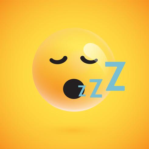 Emoticon amarillo realista delante de un fondo amarillo, ilustración vectorial vector