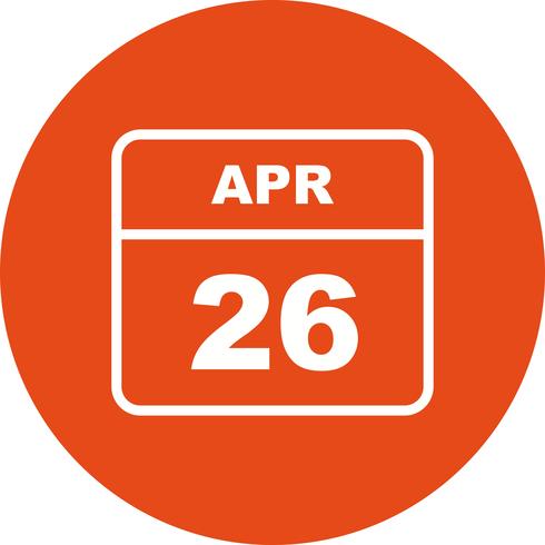 26 de abril Fecha en un calendario de un solo día vector