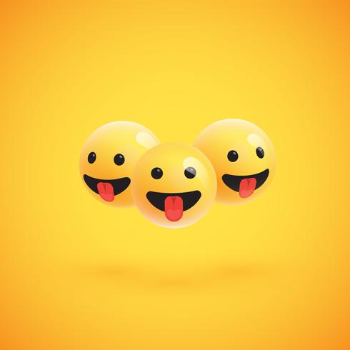 Group of high detailed yellow emoticons, vector illustration