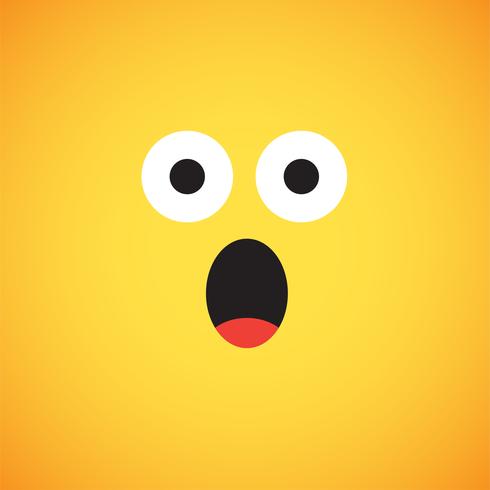 Realistic yellow emoticon in front of a yellow background, vector illustration