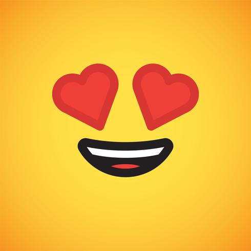 Realistic yellow emoticon in front of a yellow background, vector illustration