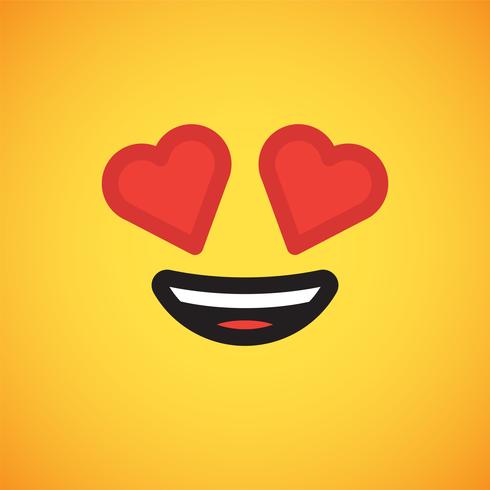 Realistic yellow emoticon in front of a yellow background, vector illustration