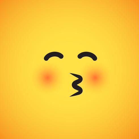 Realistic yellow emoticon in front of a yellow background, vector illustration