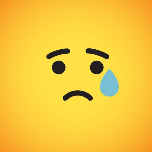 Realistic yellow emoticon in front of a yellow background, vector illustration