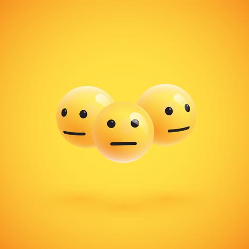 Group of high detailed yellow emoticons, vector illustration