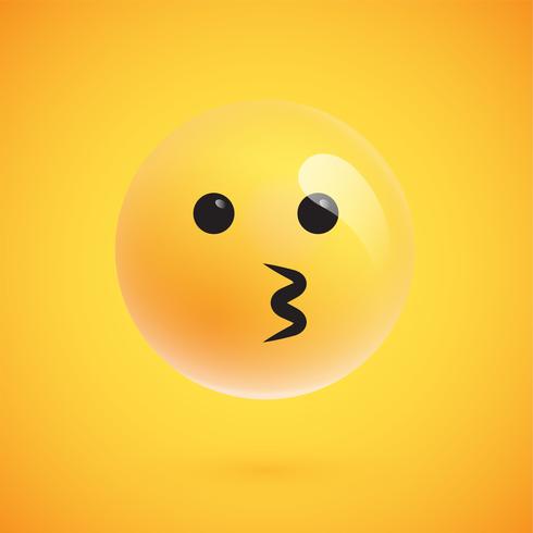 Emoticon amarillo realista delante de un fondo amarillo, ilustración vectorial vector