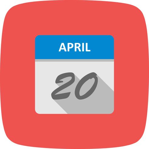 20 de abril Fecha en un calendario de un solo día vector