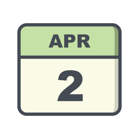 April 2nd Date on a Single Day Calendar vector