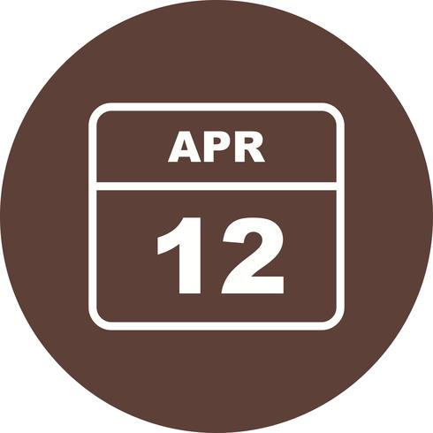 April 12th Date on a Single Day Calendar vector