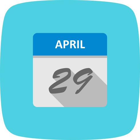 Fecha del 29 de abril en un calendario de un solo día vector