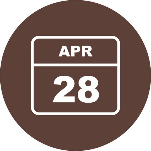 28 de abril Fecha en un calendario de un solo día vector