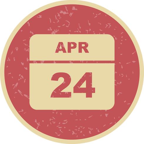 April 24th Date on a Single Day Calendar vector