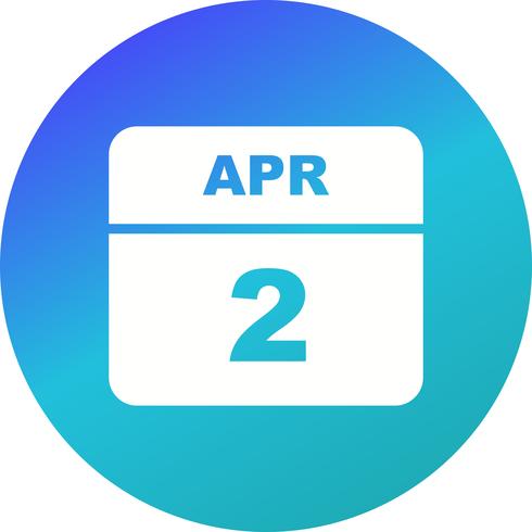 April 2nd Date on a Single Day Calendar vector