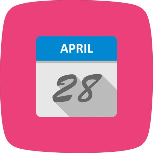 28 de abril Fecha en un calendario de un solo día vector