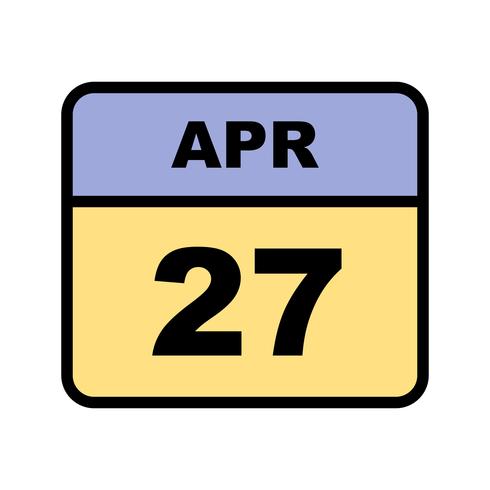 April 27th Date on a Single Day Calendar vector