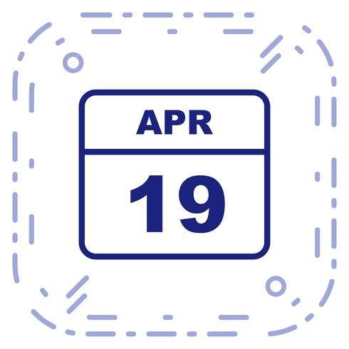 April 19th Date on a Single Day Calendar vector