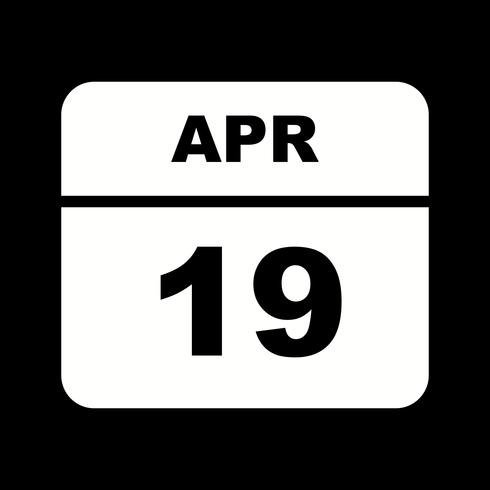 April 19th Date on a Single Day Calendar vector