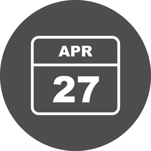 27 de abril Fecha en un calendario de un solo día vector