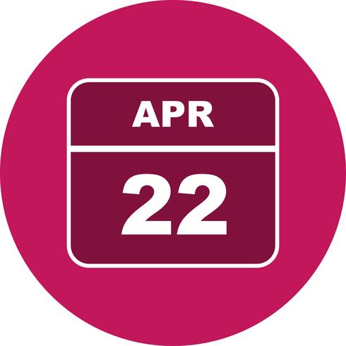 22 de abril Fecha en un calendario de un solo día vector