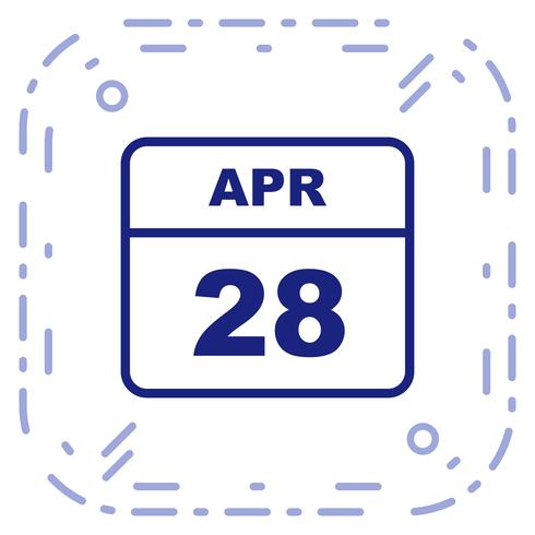 April 28th Date on a Single Day Calendar vector