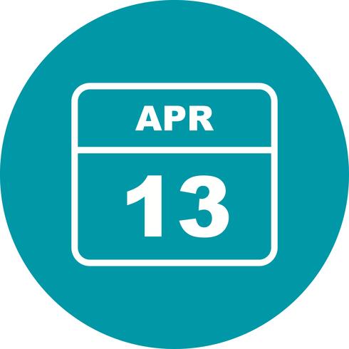 April 13th Date on a Single Day Calendar vector