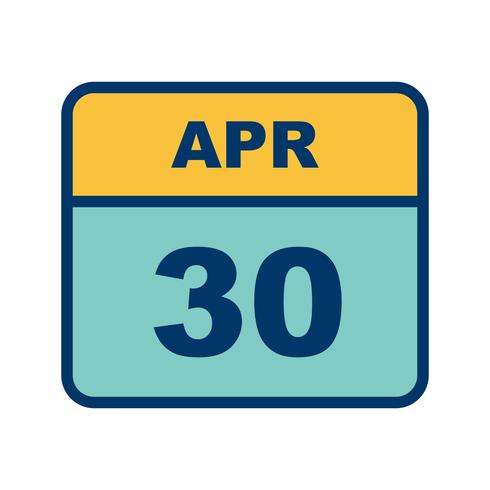 April 30th Date on a Single Day Calendar vector