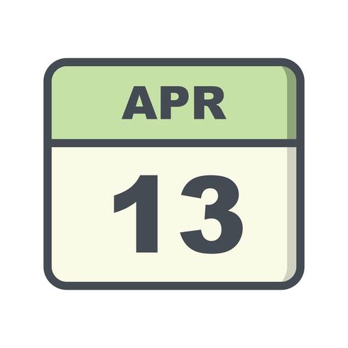 13 de abril Fecha en un calendario de un solo día vector