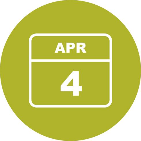 April 4th Date on a Single Day Calendar vector