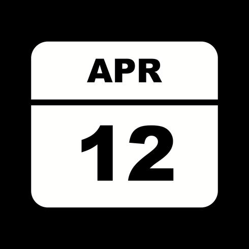 April 12th Date on a Single Day Calendar vector