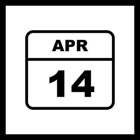 April 14th Date on a Single Day Calendar vector