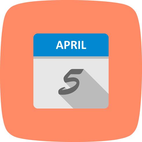 5 de abril Fecha en un calendario de un solo día vector