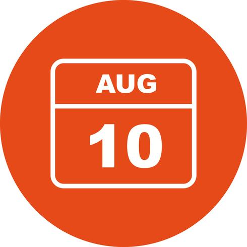 August 10th Date on a Single Day Calendar vector