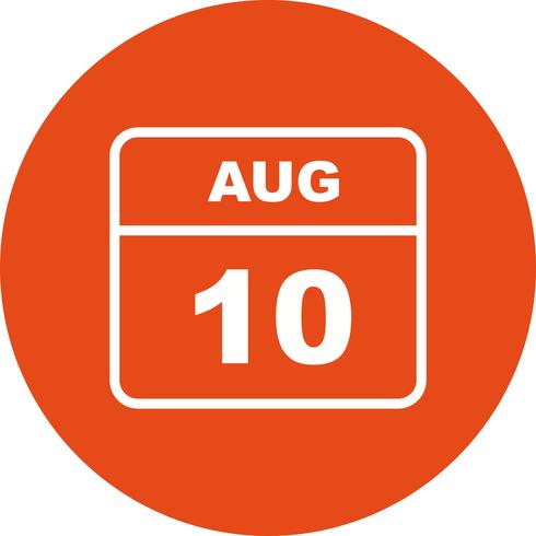 10 de agosto Fecha en un calendario de un solo día vector